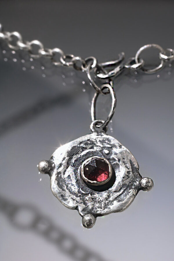 Silver Garnet Compass Necklace