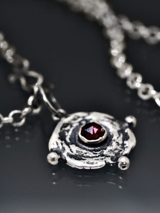 Silver Garnet Compass Necklace