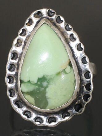 Silver Moon Drop Lemon Chrysoprase Ring