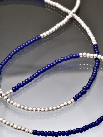 Silver Deep Blue Bead Morrison Necklace