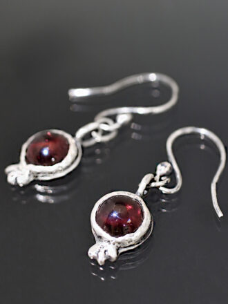 Garnet Pomegranate Silver Earrings
