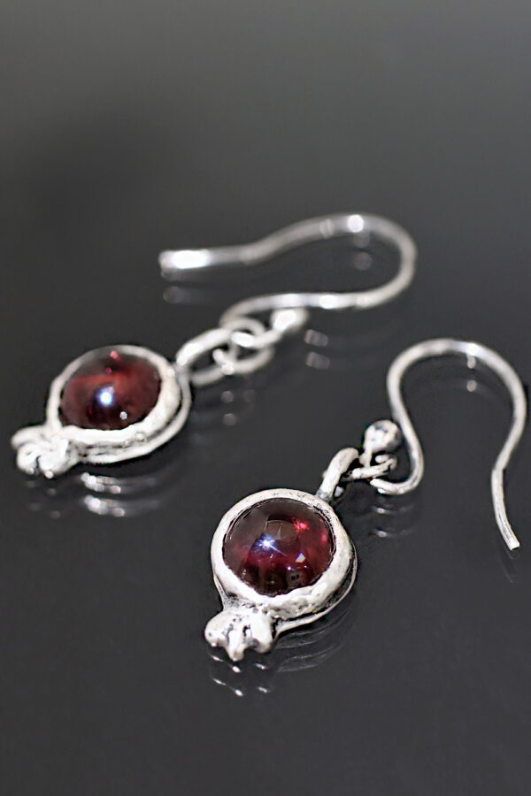 Garnet Pomegranate Silver Earrings