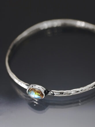 Labradorite Sea Water Silver Bangle Bracelet