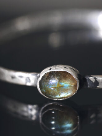 Labradorite Sea Water Silver Bangle Bracelet
