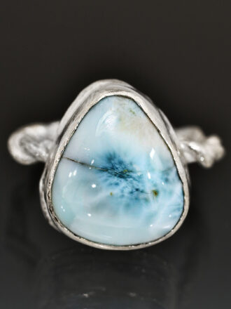 Larimar Silver Wave Burst Ring
