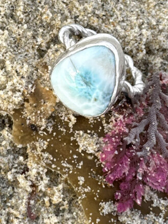 Larimar Silver Wave Burst Ring