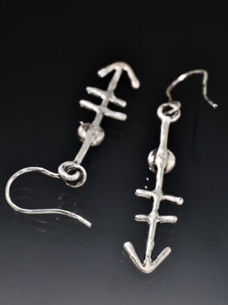 Silver Rainbow Moonstone Glyph Earrings