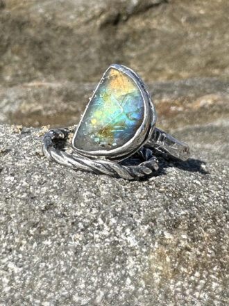Half Moon Light Silver Labradorite Ring Set