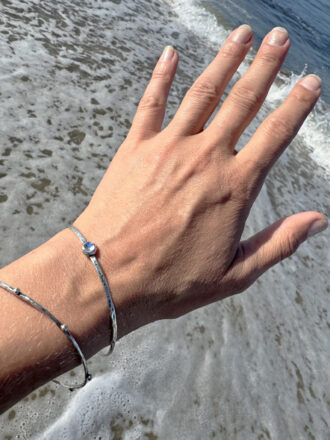 Magic Rainbow Moonstone Silver Bangle Bracelet