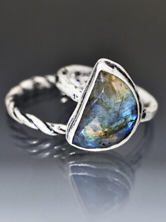 Half Moon Light Silver Labradorite Ring Set