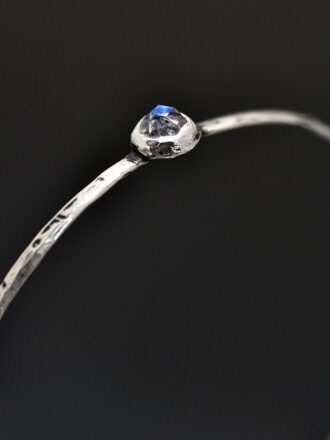 Magic Rainbow Moonstone Silver Bangle Bracelet