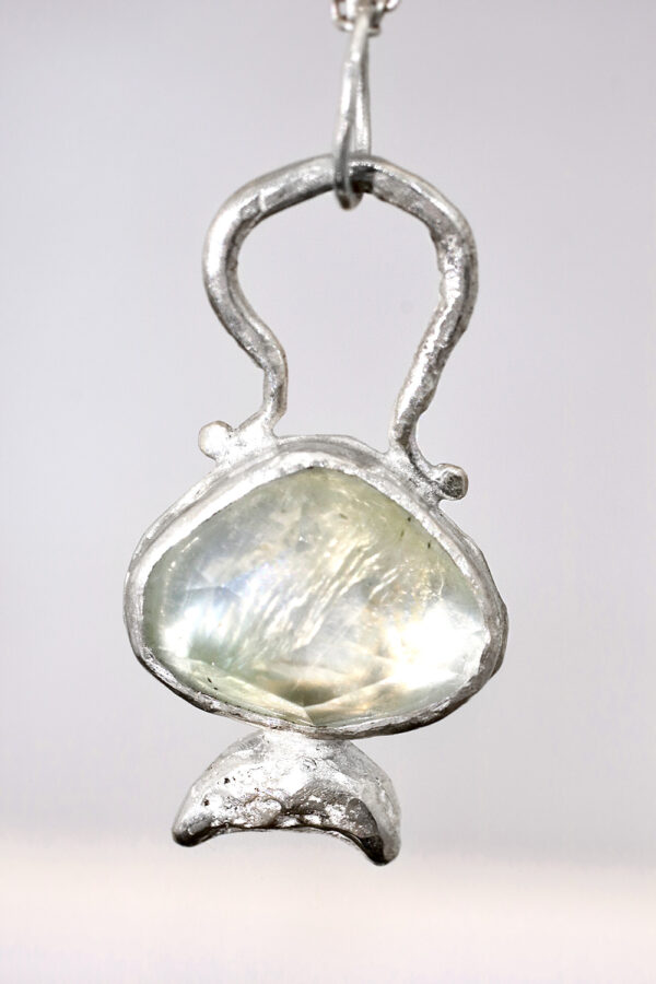 Silver Prehnite Moonshine Necklace