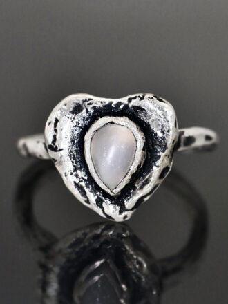 White Moonstone Pure Love Silver Ring