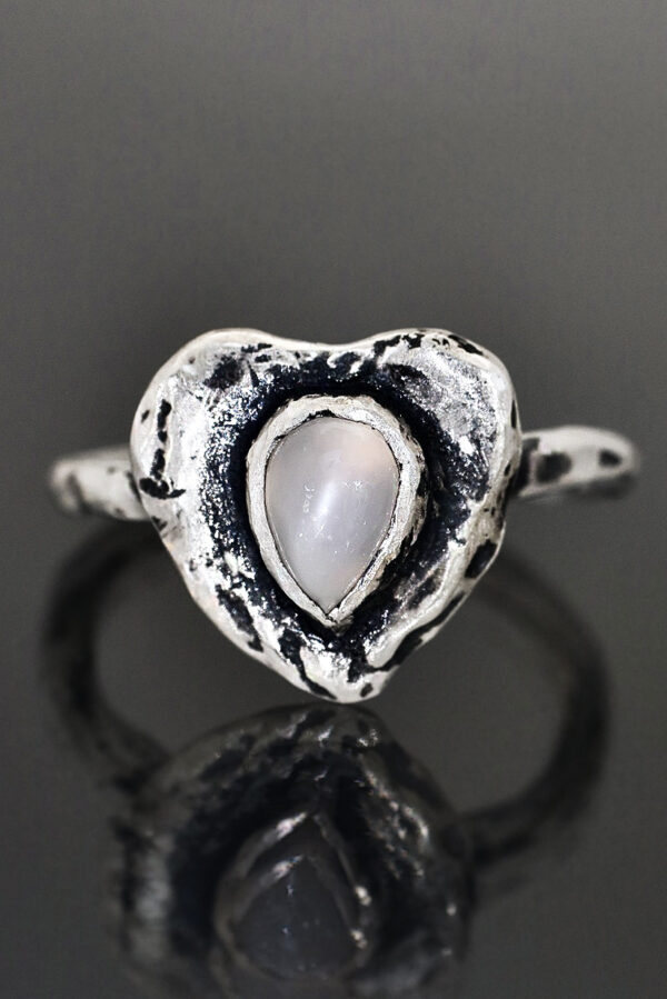 White Moonstone Pure Love Silver Ring