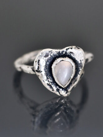White Moonstone Pure Love Silver Ring