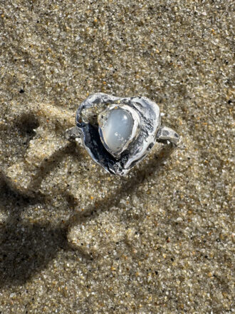 White Moonstone Pure Love Silver Ring