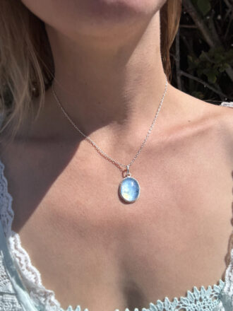 Aquamarine Moonlight Silver Necklace