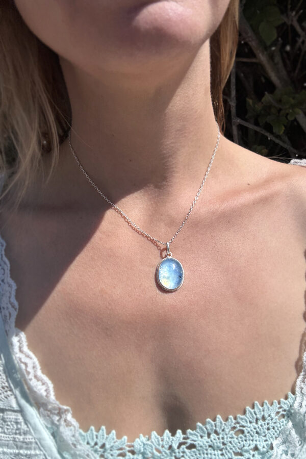 Aquamarine Moonlight Silver Necklace