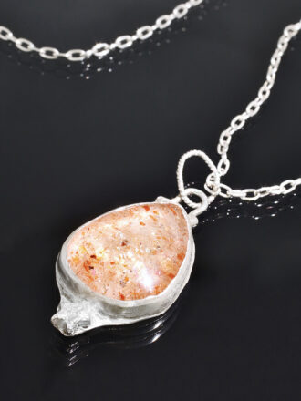 Orange Love Sunstone Silver Necklace