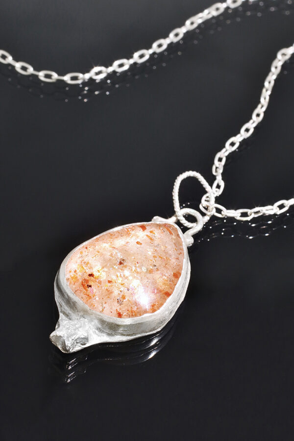 Orange Love Sunstone Silver Necklace