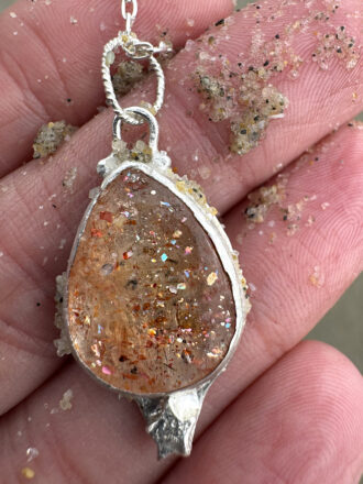 Orange Love Sunstone Silver Necklace