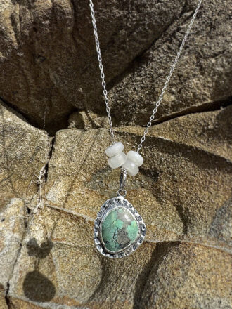 Forest Night Sky Turquoise Silver Necklace