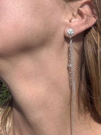 Moon Dusters Silver Quartz Crystal Earrings