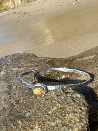 Labradorite Star Signal Silver Bangle Bracelet