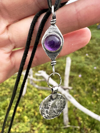 Amethyst Silver Coin Traveler Necklace