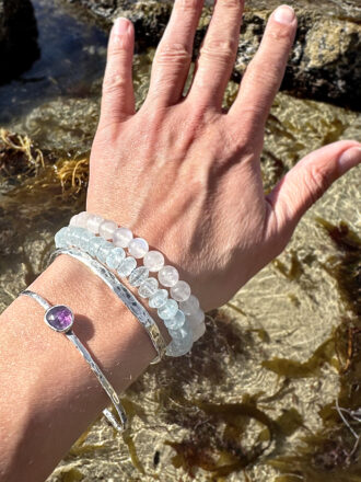 Magic Amethyst Silver Bangle Bracelet