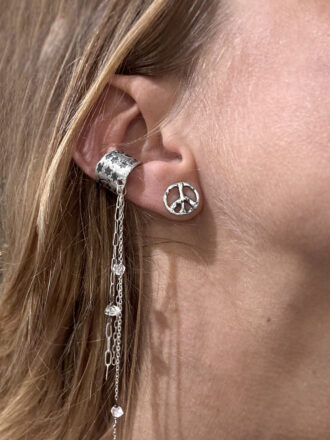 Silver Peace Sign Stud Earrings