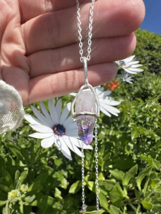 Amethyst Raw Crystal Silver Necklace