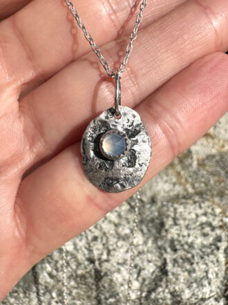 Silver Coin Rose Cut Chalcedony Necklace