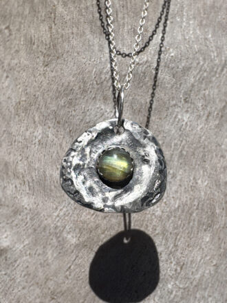 Labradorite Silver Beaches Chunky Coin Necklace