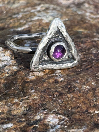 Amethyst Silver Fifth Element Ring