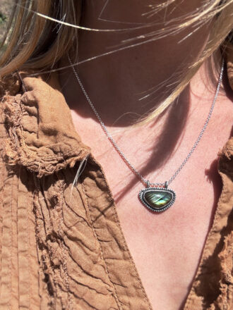 Labradorite Silver Green Goddess Necklace