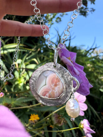 Ocean Jasper Silver Pearl Oracle Necklace