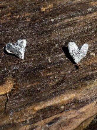 Rugged Heart Silver Stud Earrings