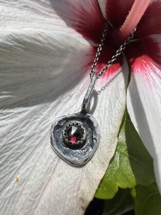 Rose Cut Garnet Little Silver Wax Seal Necklace
