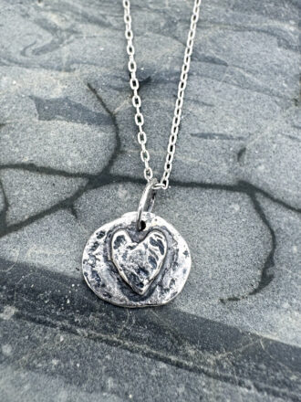 Silver Heart Coin Necklace