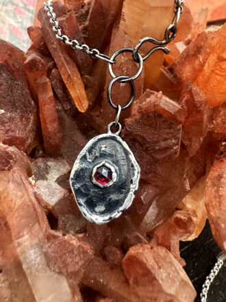 Mystic Rose Cut Garnet Silver Necklace