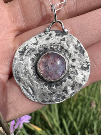 Iolite Sun Silver Coin Necklace