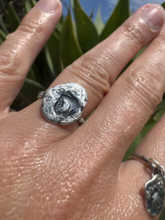 Silver Crescent Moon Wax Seal Ring