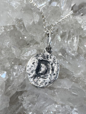 Silver Crescent Moon Wax Seal Necklace