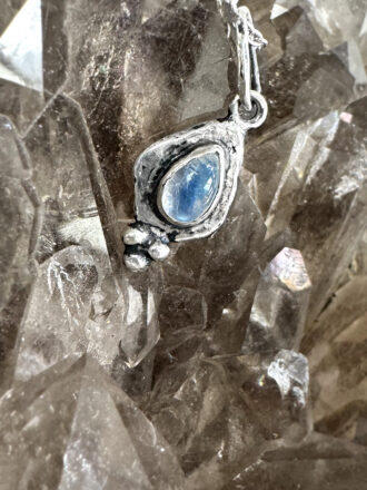 Silver Relic Rainbow Moonstone Necklace