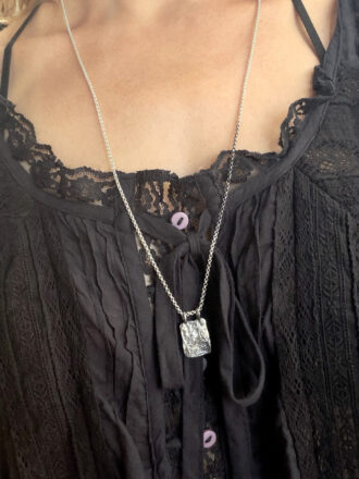Dark Silver Card Necklace