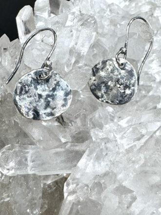 Little Hammered Dark Silver Coin Earrings