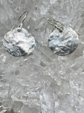 Little Hammered Bright Silver Coin Earrings