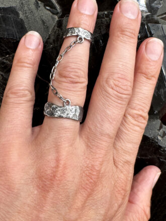 Stardust Silver Double Chained Ring
