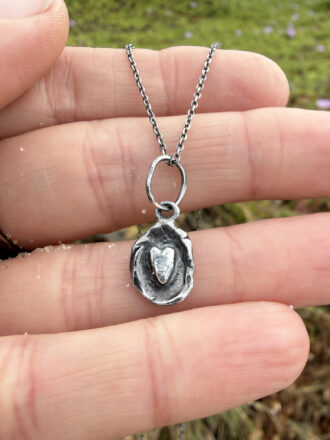 Silver Annabelle Lee Heart Wax Seal Necklace